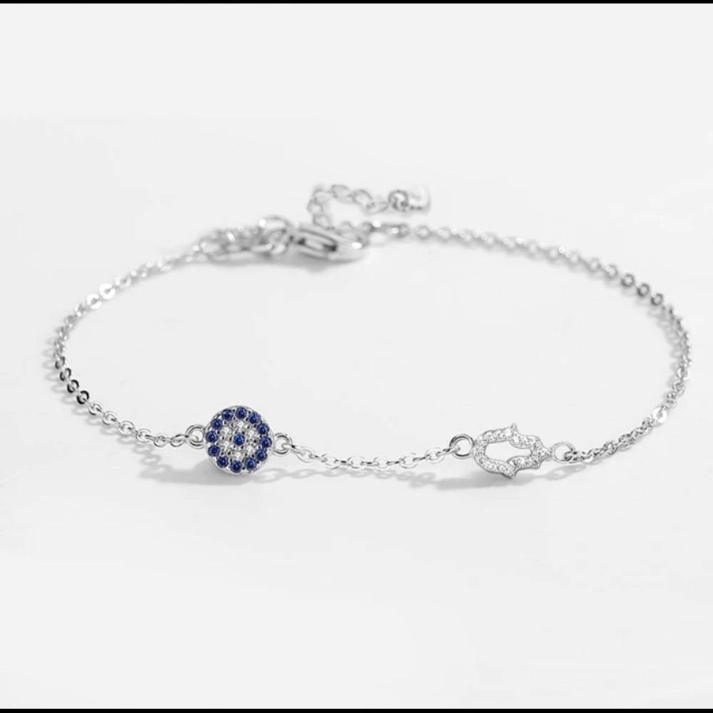 STERLING SILVER 925 HASMA AND EVIL EYE BRACELET 💙✨🧿
